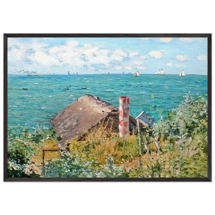The Cabin at Saint-Adresse - claude monet 70x100 cm / 28x40 inches Framed Art Print – Black Wooden Frame
