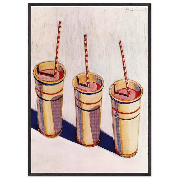 Three Strawberry Shakes - 1964 - Wayne Thiebaud 70x100 cm / 28x40 inches Framed Art Print – Black Wooden Frame