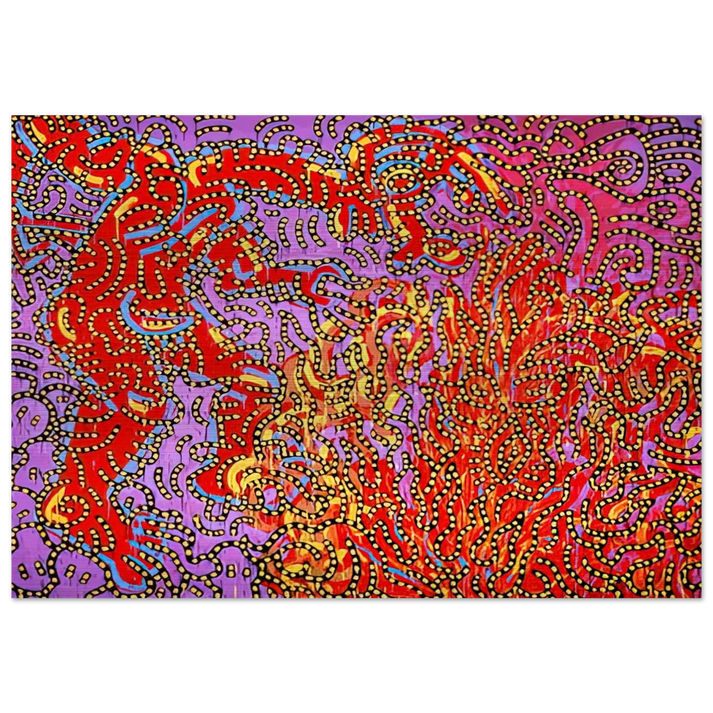 MOSES AND THE BURNING BUSH 1985 - Keith Haring Brushed Aluminum Print - 70x100 cm / 28x40 inches | Keith Haring Aluminum Print | Keith Haring Prints