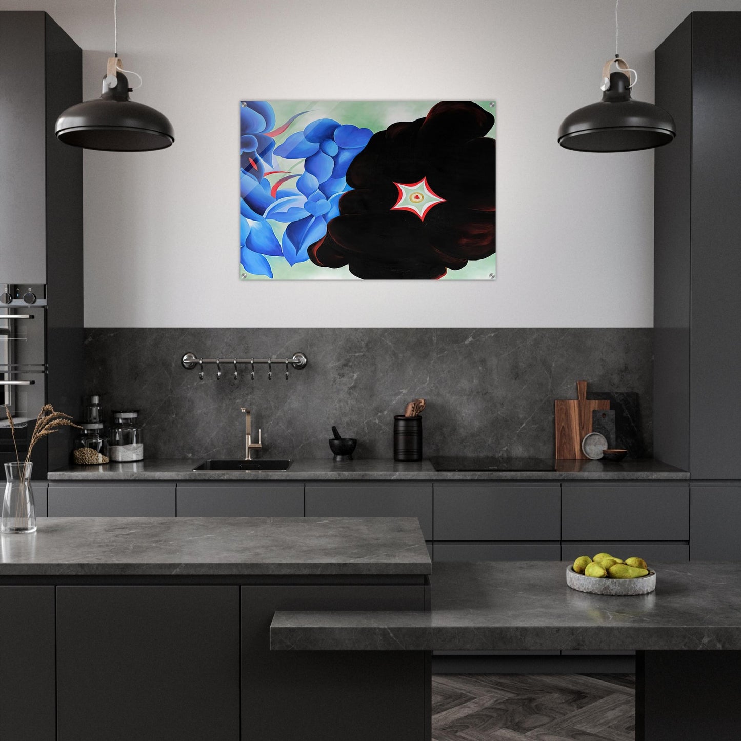 Black Hollyhock - Blue Larkspur - Georgia O'Keeffe Acrylic Print - 70x100 cm / 28x40″ inches