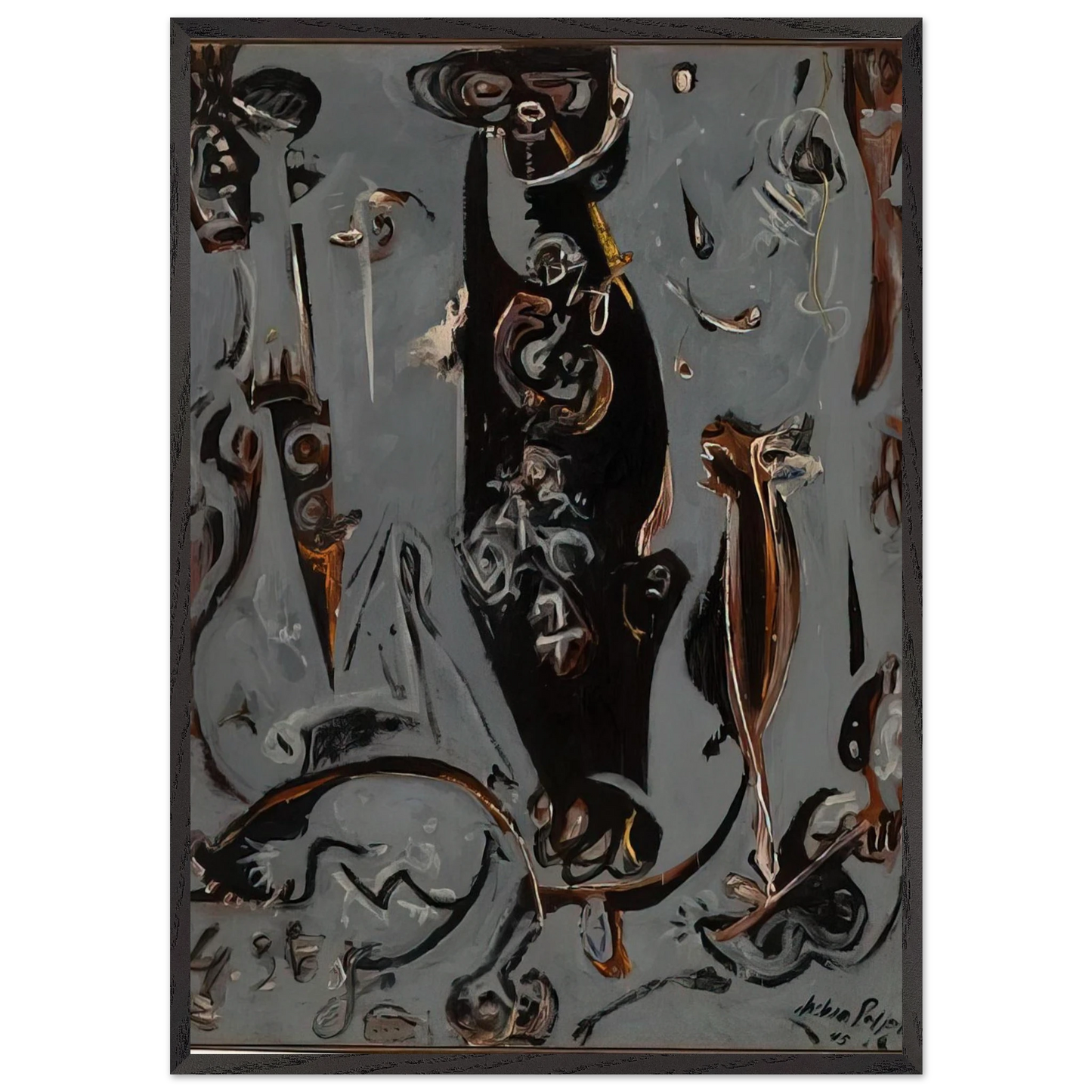 TOTEM LESSON 2 1945 - Jackson Pollock Framed Art Print – Black Wooden Frame - Default Title - -Framed Art Print