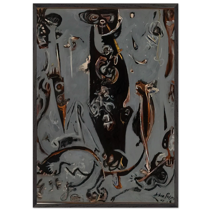 TOTEM LESSON 2 1945 - Jackson Pollock 70x100 cm / 28x40 inches Framed Art Print – Black Wooden Frame