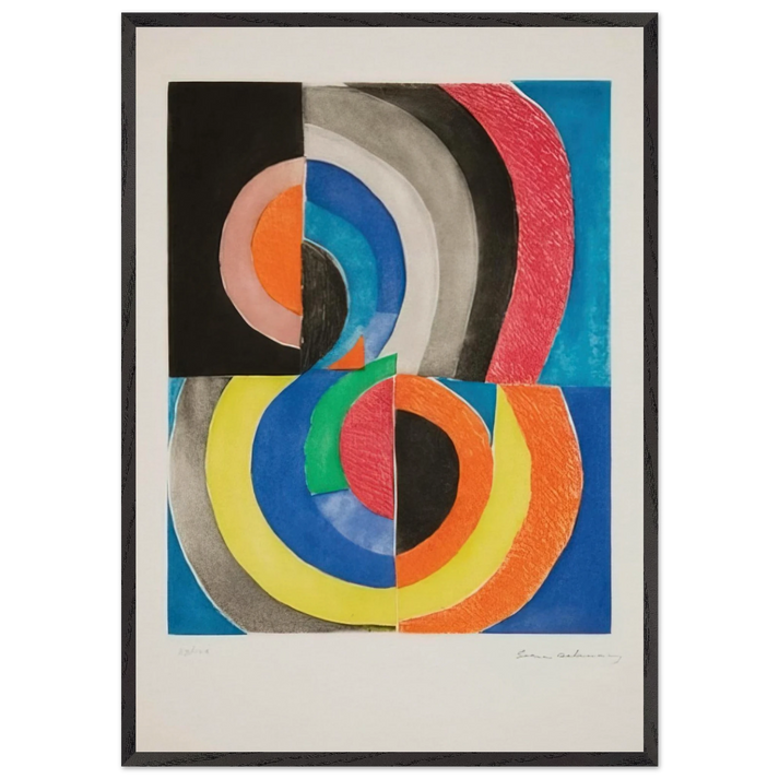 ABSTRACT COMPOSITION WITH SEMICIRCLES - Sonia Delaunay 70x100 cm / 28x40 inches Framed Art Print – Black Wooden Frame