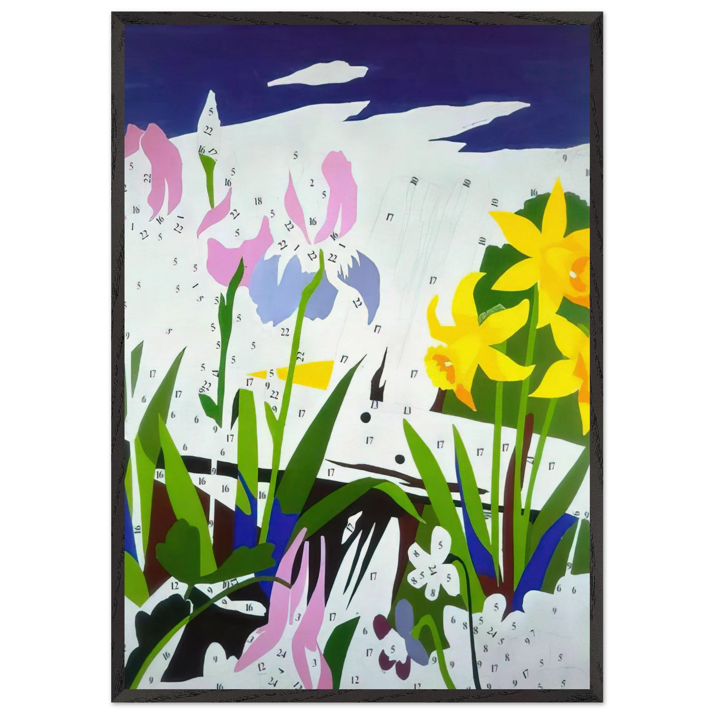 Do It Yourself Flowers - Andy Warhol 70x100 cm / 28x40 inches Framed Art Print – Black Wooden Frame