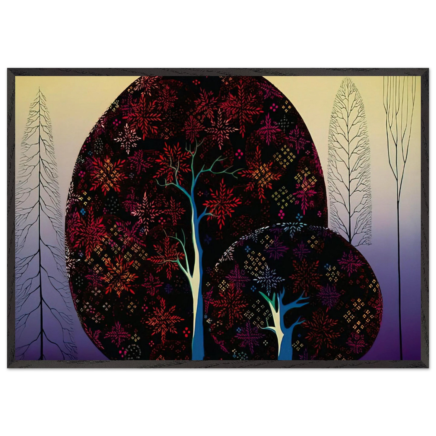 A Tree Poem - Eyvind Earle 70x100 cm / 28x40 inches Framed Art Print – Black Wooden Frame