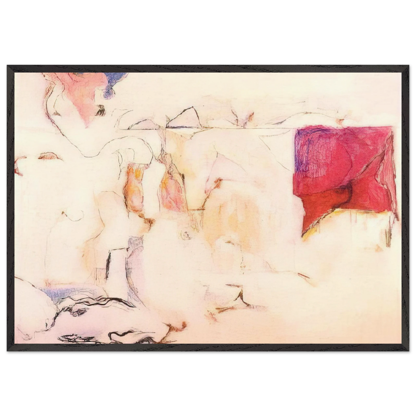 Untitled - Lyrical Abstraction N2 - Menez Framed Art Print – Black Wooden Frame - Default Title - -Framed Art Print