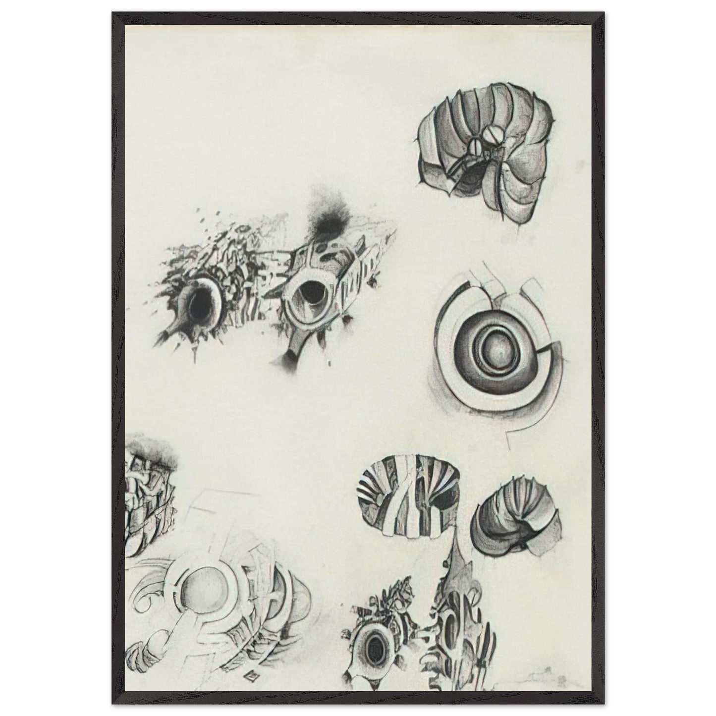 UNTITLED 1961 1 N1 - Lee Bontecou 70x100 cm / 28x40 inches Framed Art Print – Black Wooden Frame