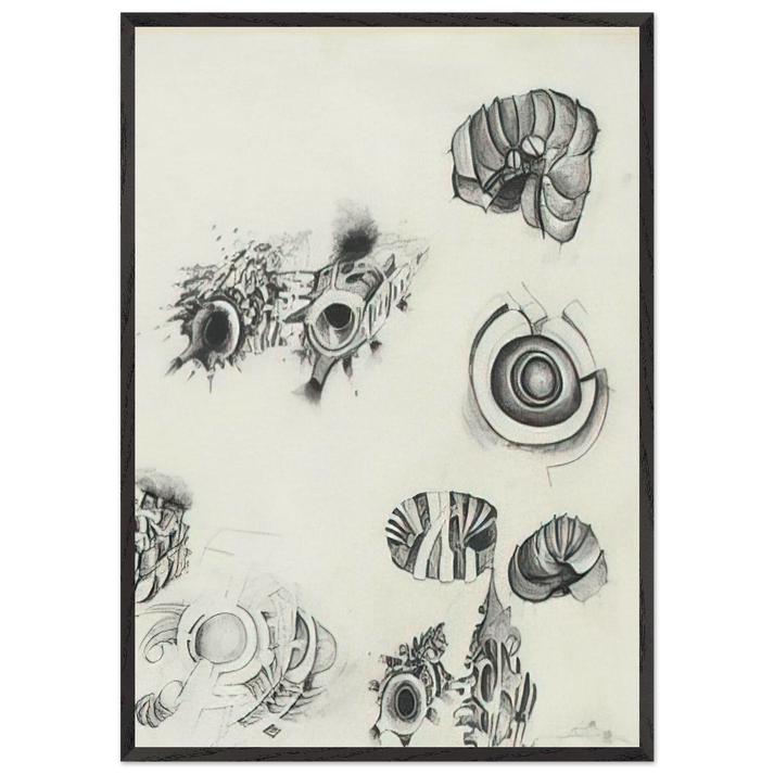 UNTITLED 1961 1 N1 - Lee Bontecou 70x100 cm / 28x40 inches Framed Art Print – Black Wooden Frame