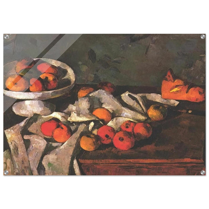 Still life with a fruit dish and apples - Paul Cézanne Acrylic Print - 70x100 cm / 28x40″ inches