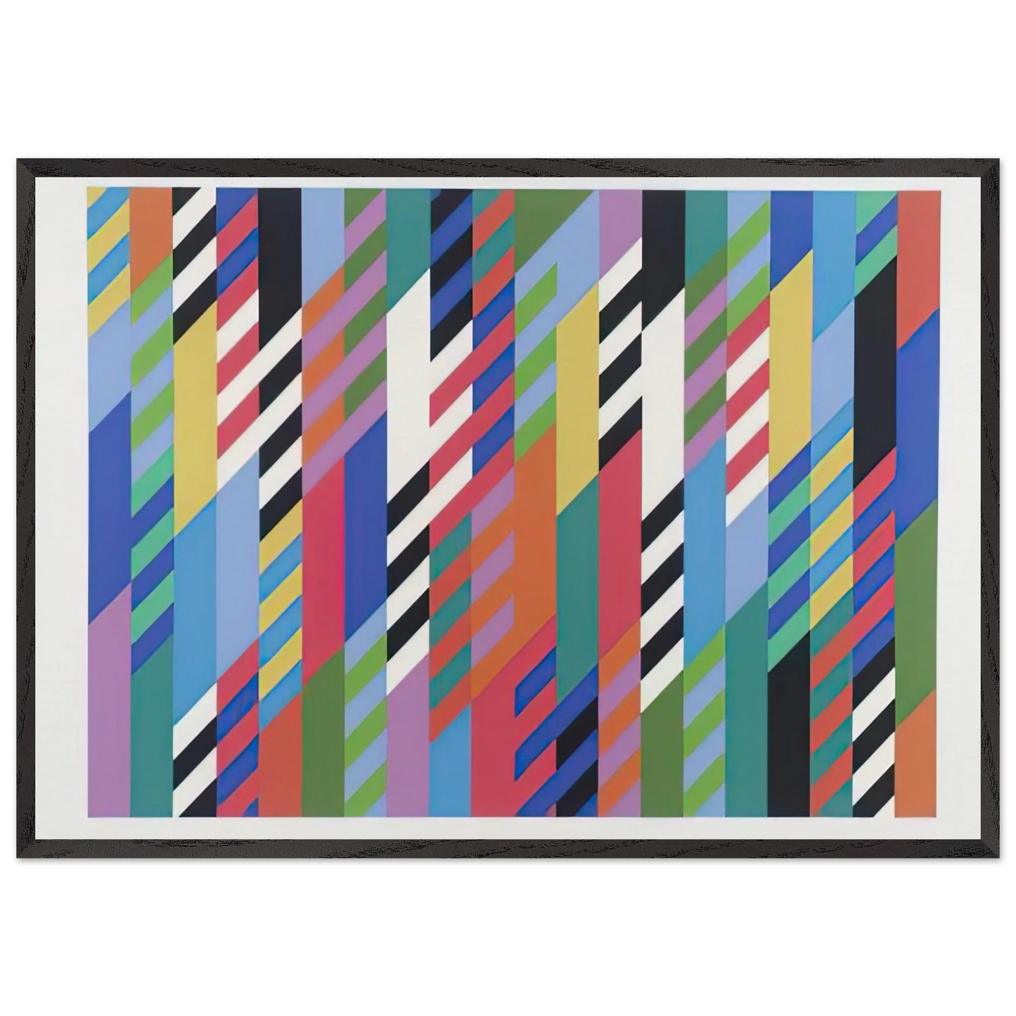 FETE 1989 - Bridget Riley Framed Art Print – Black Wooden Frame - Default Title - -Framed Art Print