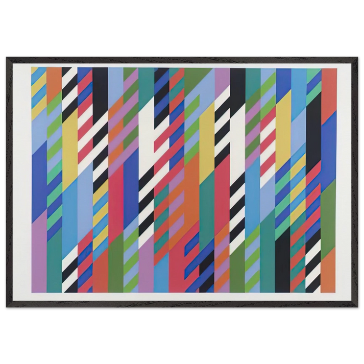 FETE 1989 - Bridget Riley 70x100 cm / 28x40 inches Framed Art Print – Black Wooden Frame