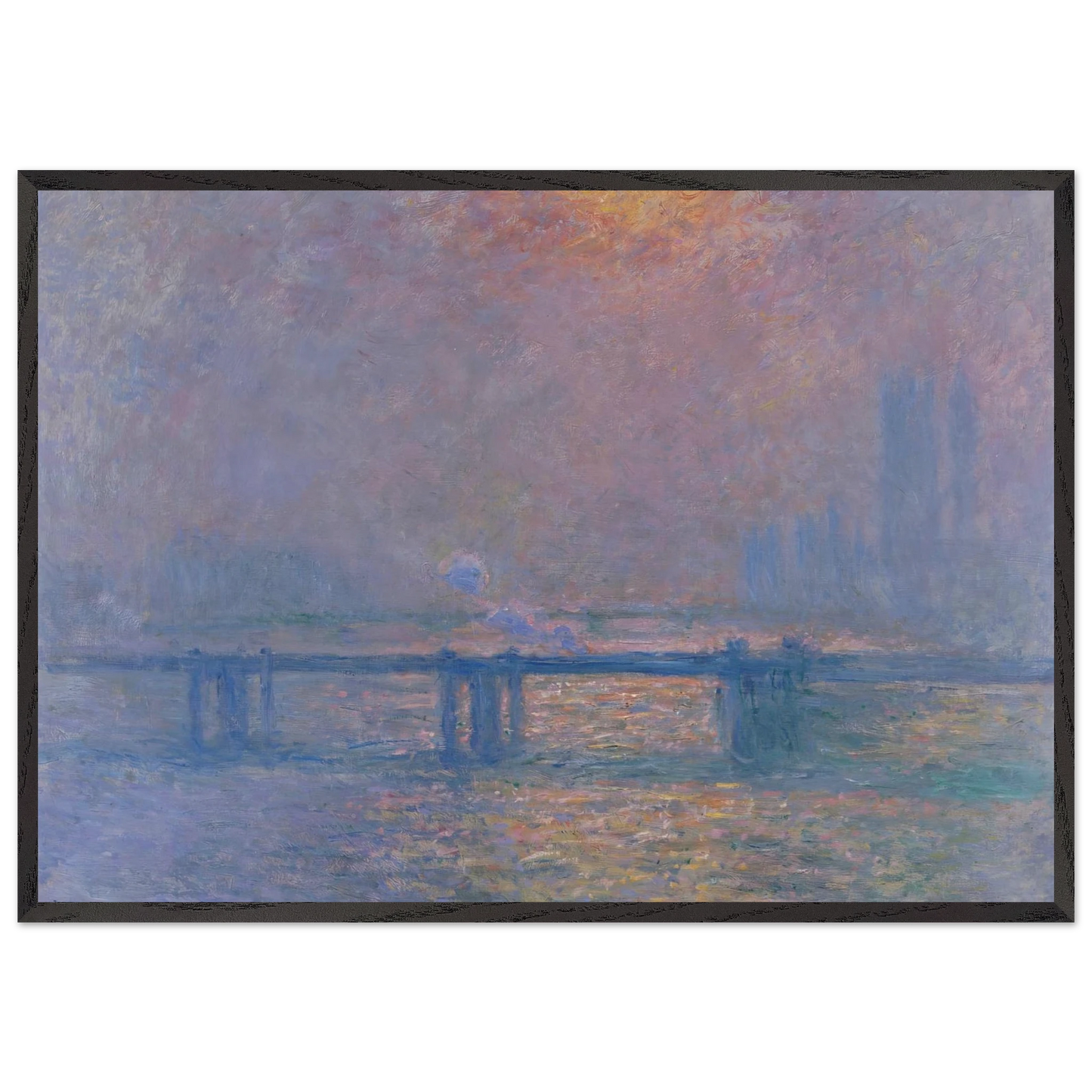 Charing Cross Bridge The Thames - claude monet Framed Art Print – Black Wooden Frame - Default Title - -Framed Art Print