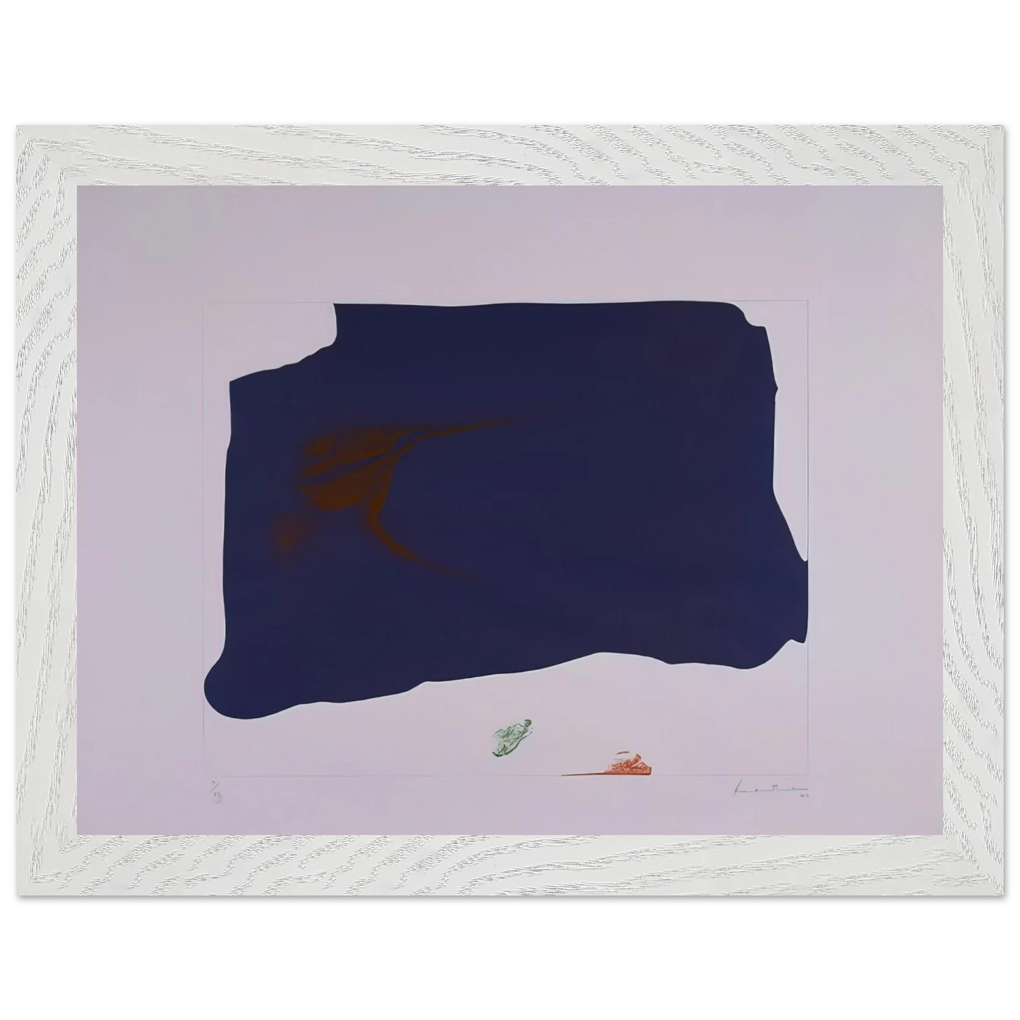 Helen Frankenthaler - Variation II on Mauve Corner - 1969 Wall art - 30x30 cm / 12x12 inches - Premium Wooden Framed Poster With Fine Art Paper - White frame