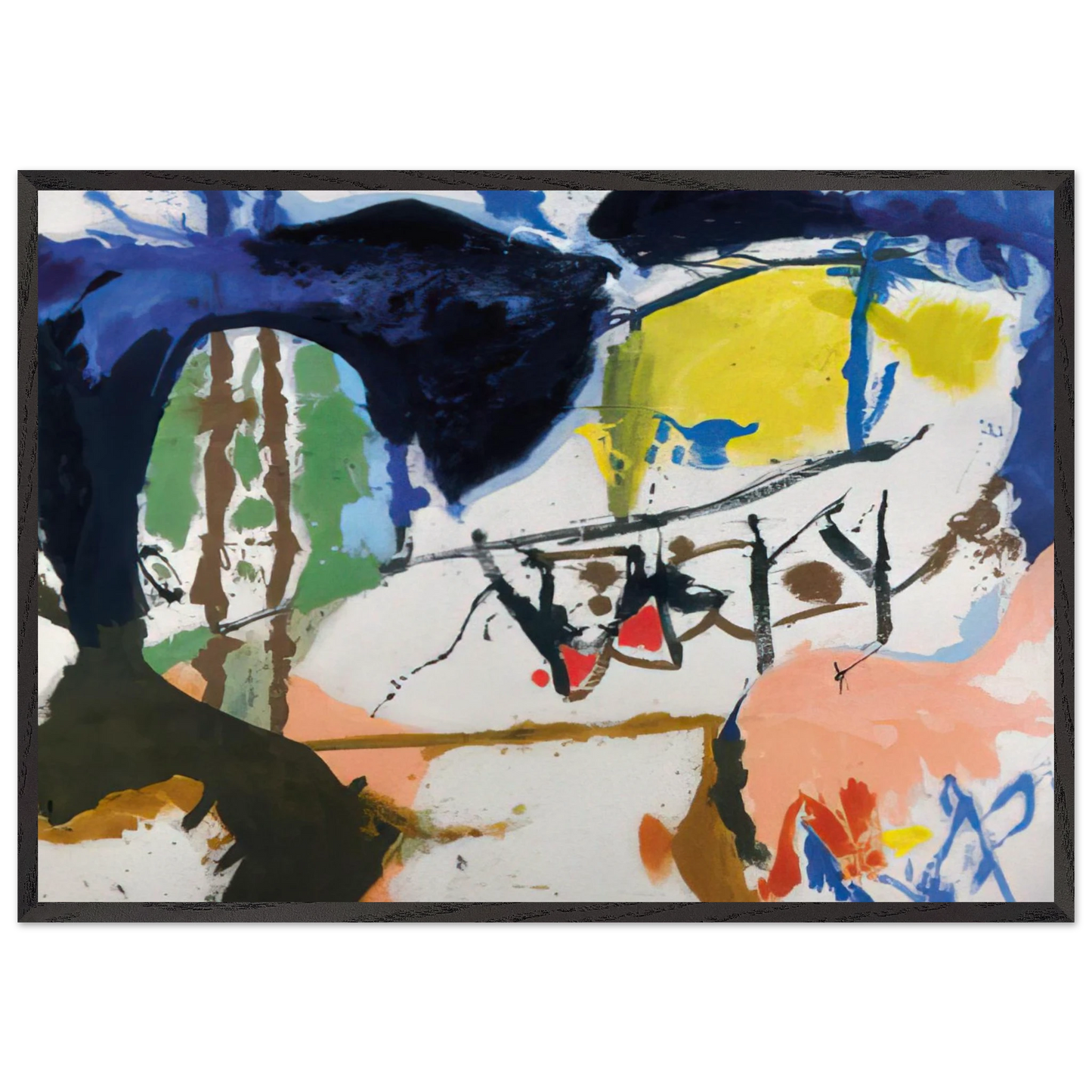 Acres - 1959 - Helen Frankenthaler 70x100 cm / 28x40 inches Framed Art Print – Black Wooden Frame
