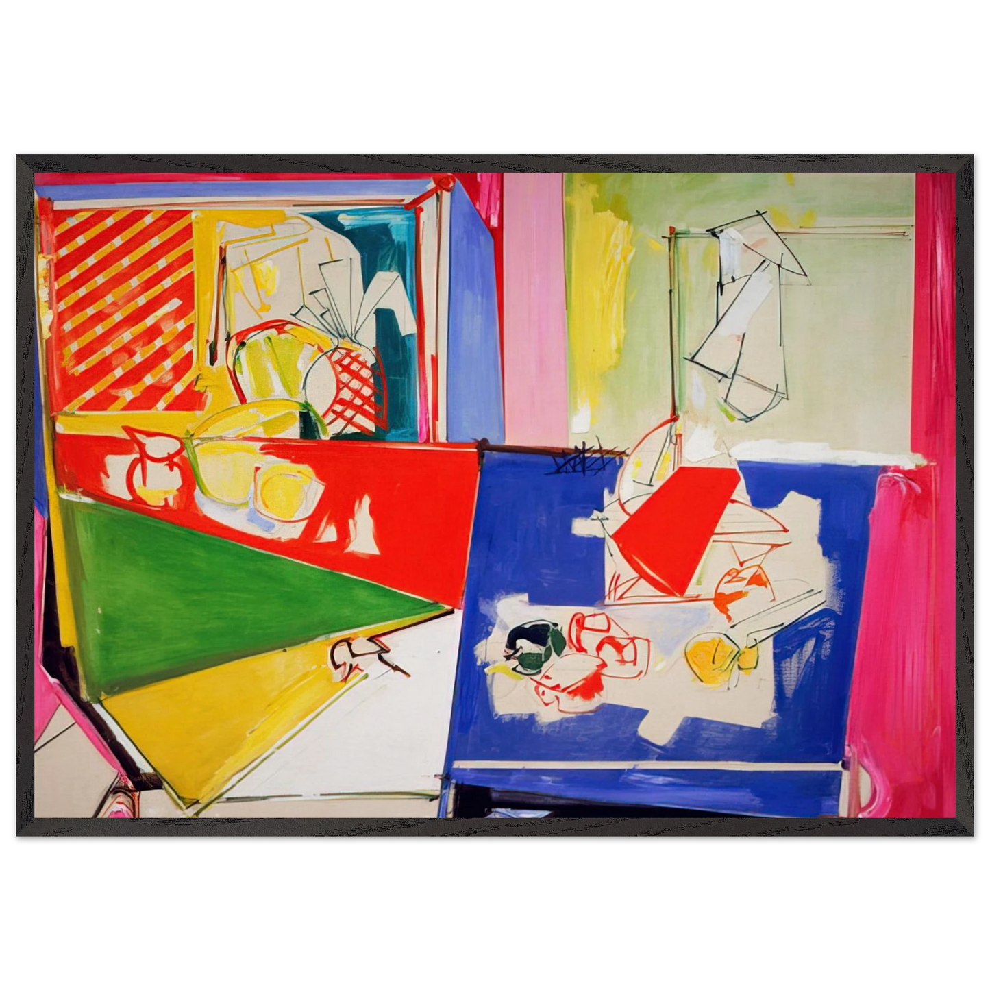 Magenta and Blue - Hans Hofmann 70x100 cm / 28x40 inches Framed Art Print – Black Wooden Frame