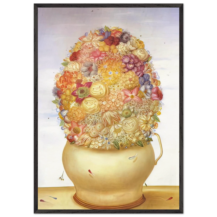 FLOWER POT - Fernando Botero 70x100 cm / 28x40 inches Framed Art Print – Black Wooden Frame