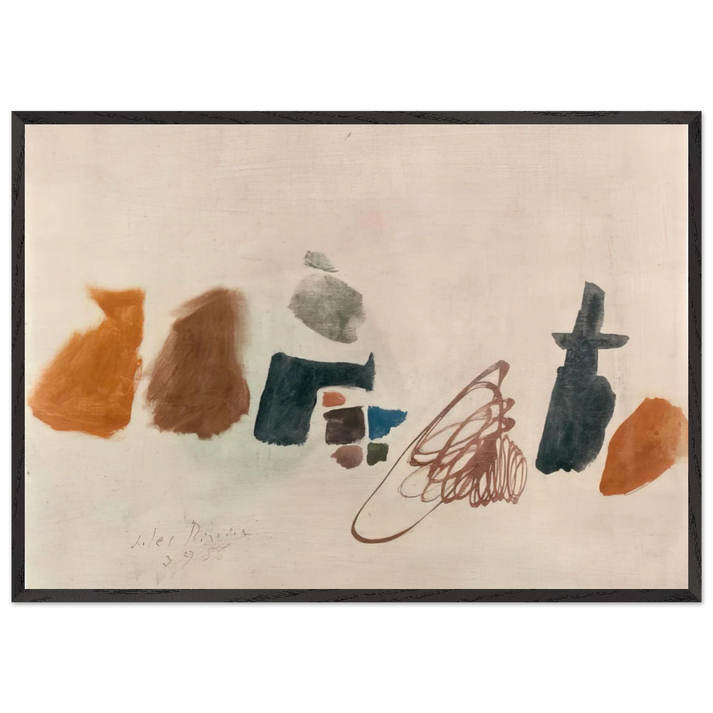 3956 II - 1956 - Julius Bissier 70x100 cm / 28x40 inches Framed Art Print – Black Wooden Frame