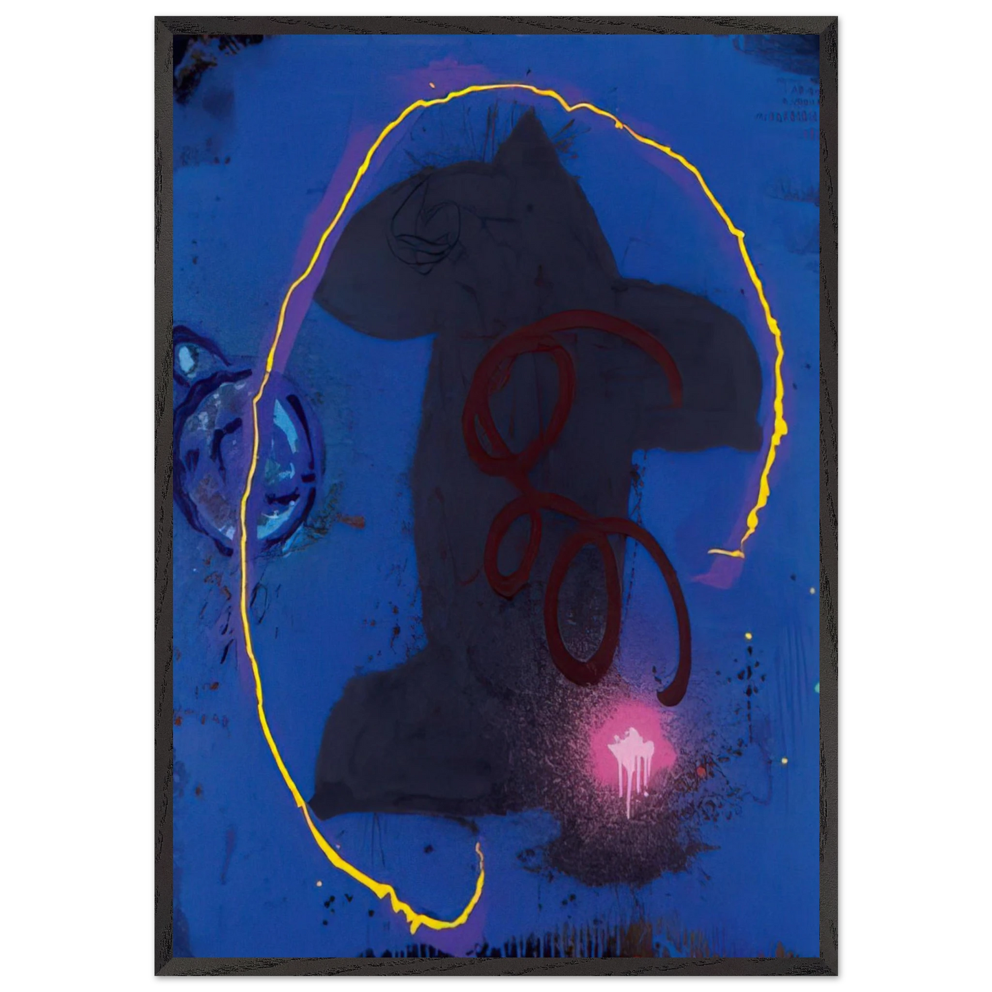 Black Something 8290 - 1990 - John Hoyland 70x100 cm / 28x40 inches Framed Art Print – Black Wooden Frame