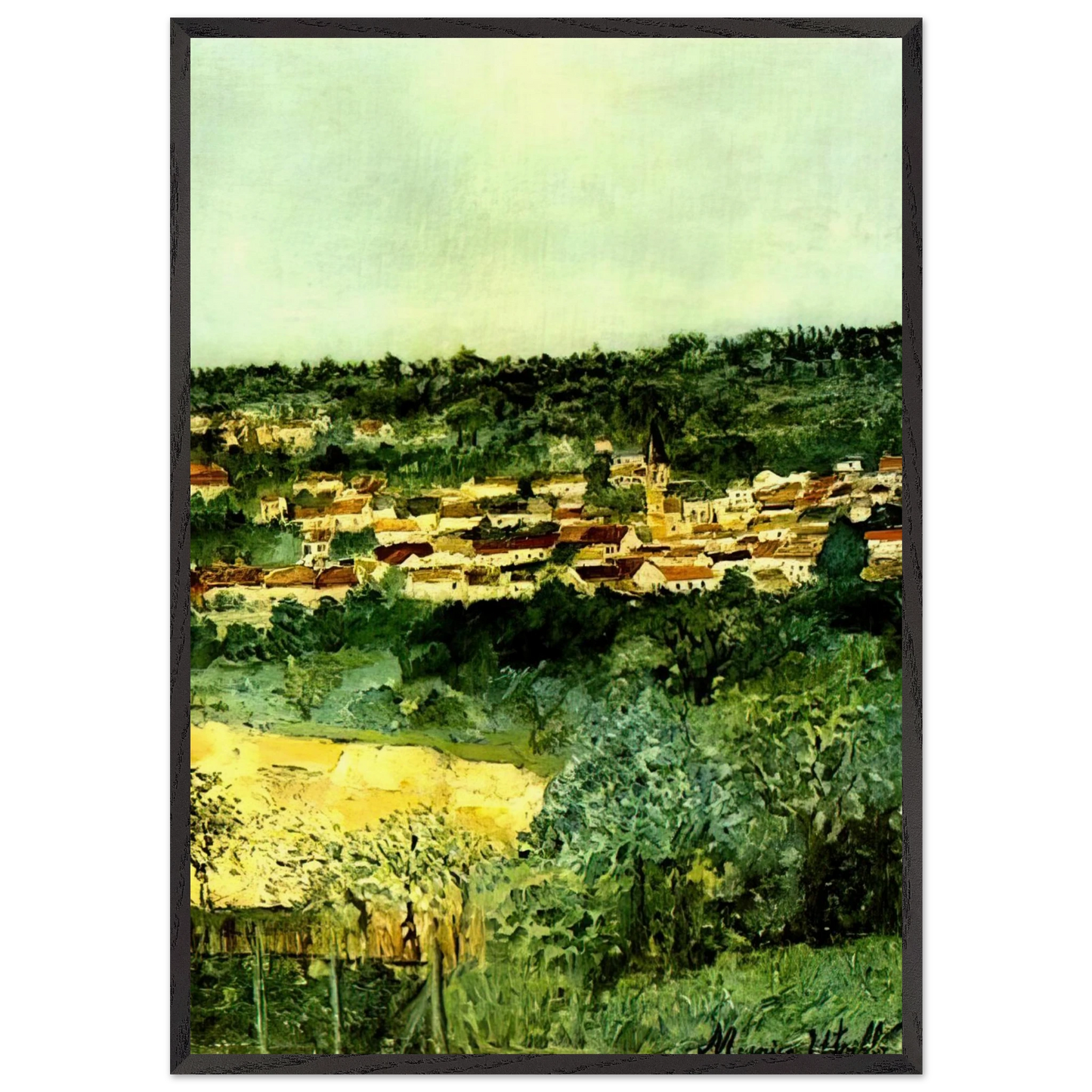 VIEW OF MONTMAGNY - Maurice Utrillo Framed Art Print – Black Wooden Frame - Default Title - -Framed Art Print