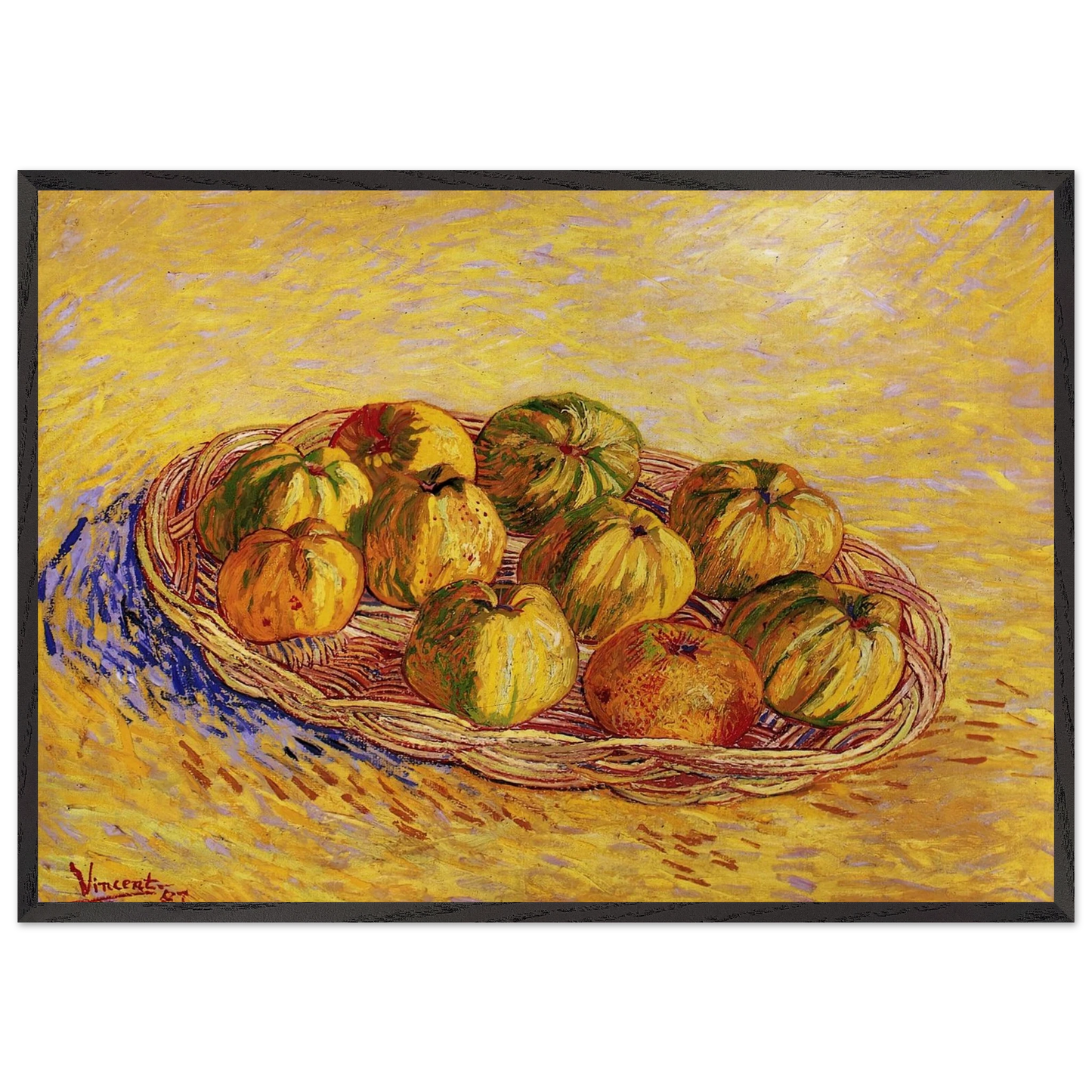 Still Life with Basket of Apples - Vincent van Gogh Framed Art Print – Black Wooden Frame - Default Title - -Framed Art Print