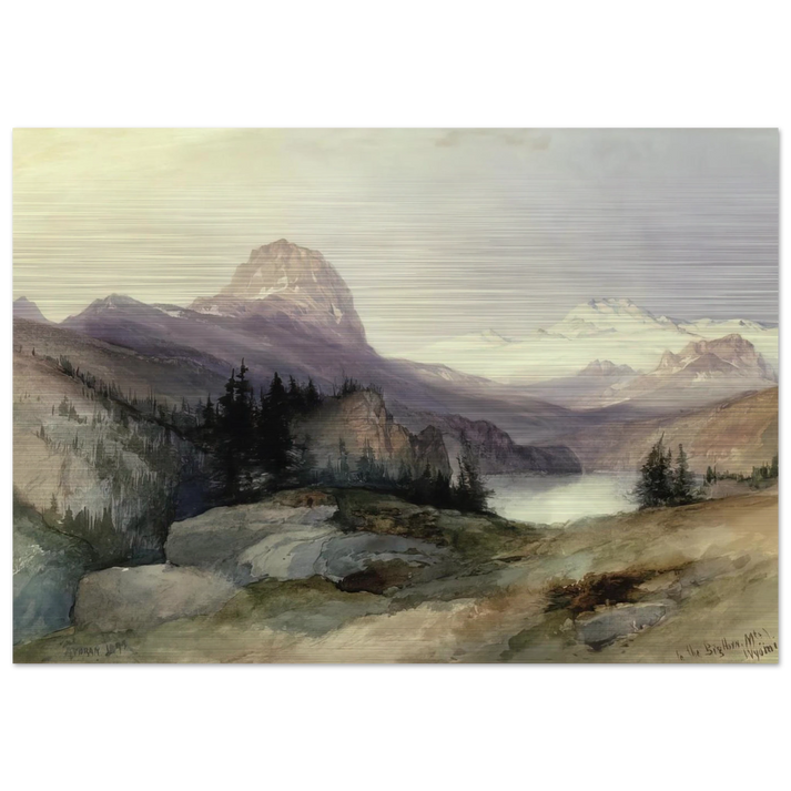 In the Bighorn Mountains - Thomas Moran Brushed Aluminum Print - 70x100 cm / 28x40 inches | Thomas Moran Aluminum Print | Thomas Moran Prints