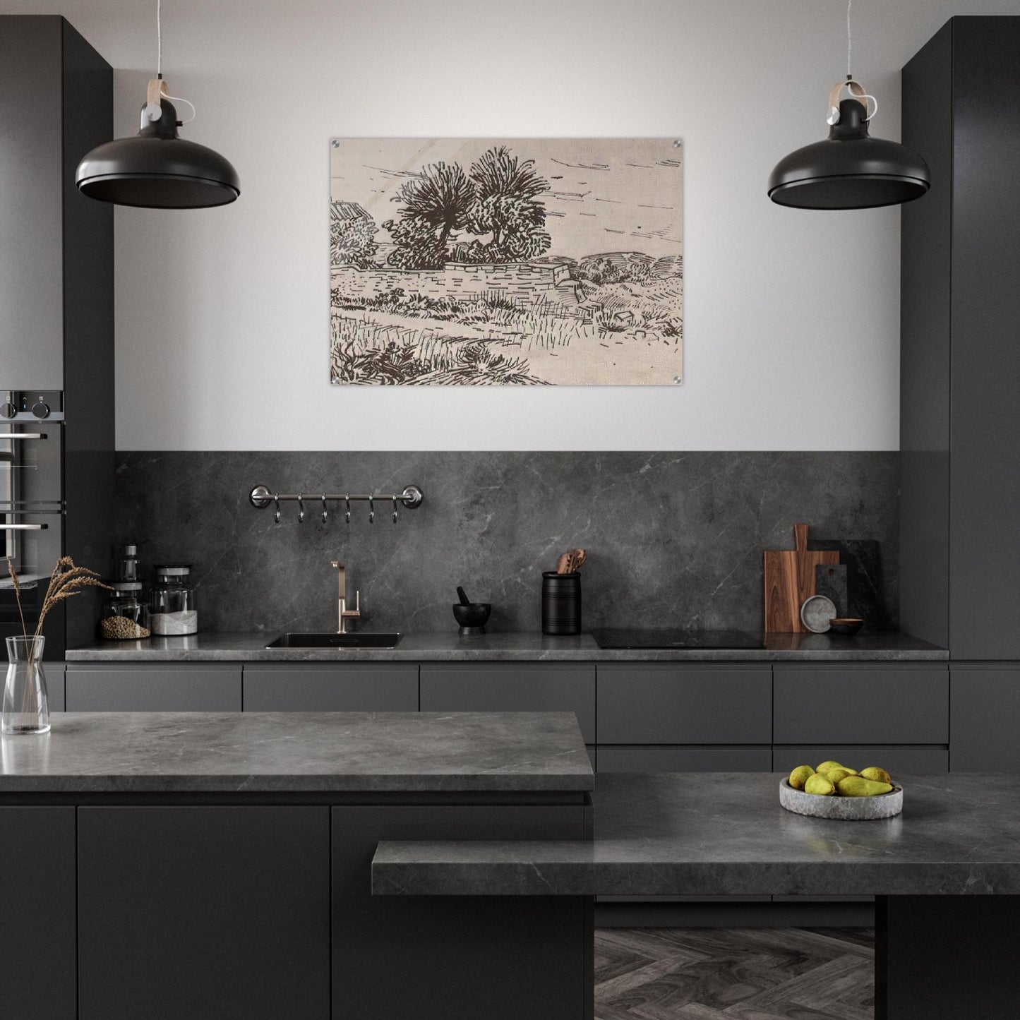 Landscape with the Wall of a Farm - Vincent van Gogh Acrylic Print - 70x100 cm / 28x40″ inches