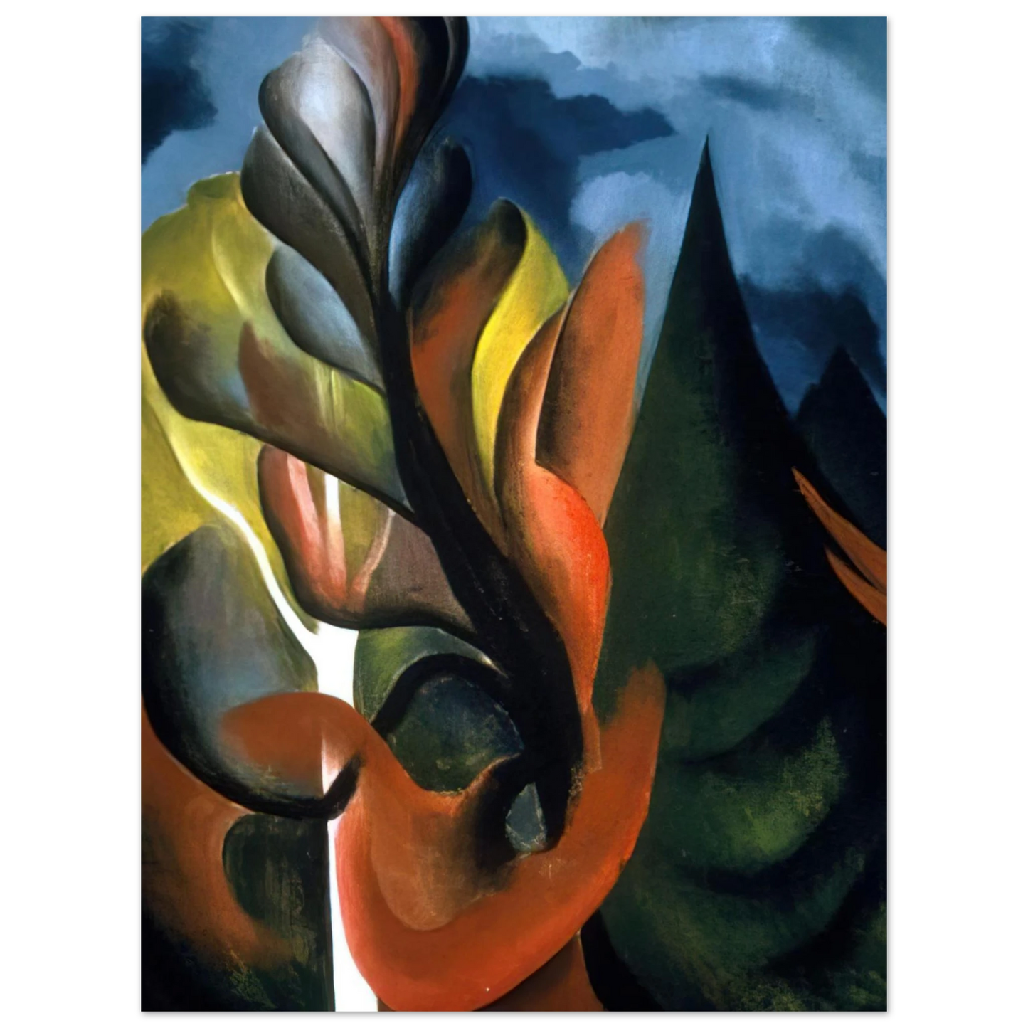 Georgia O'Keeffe - Maple and Cedar, Lake George Fine Art Poster - 13x18 cm / 5x7 inches
