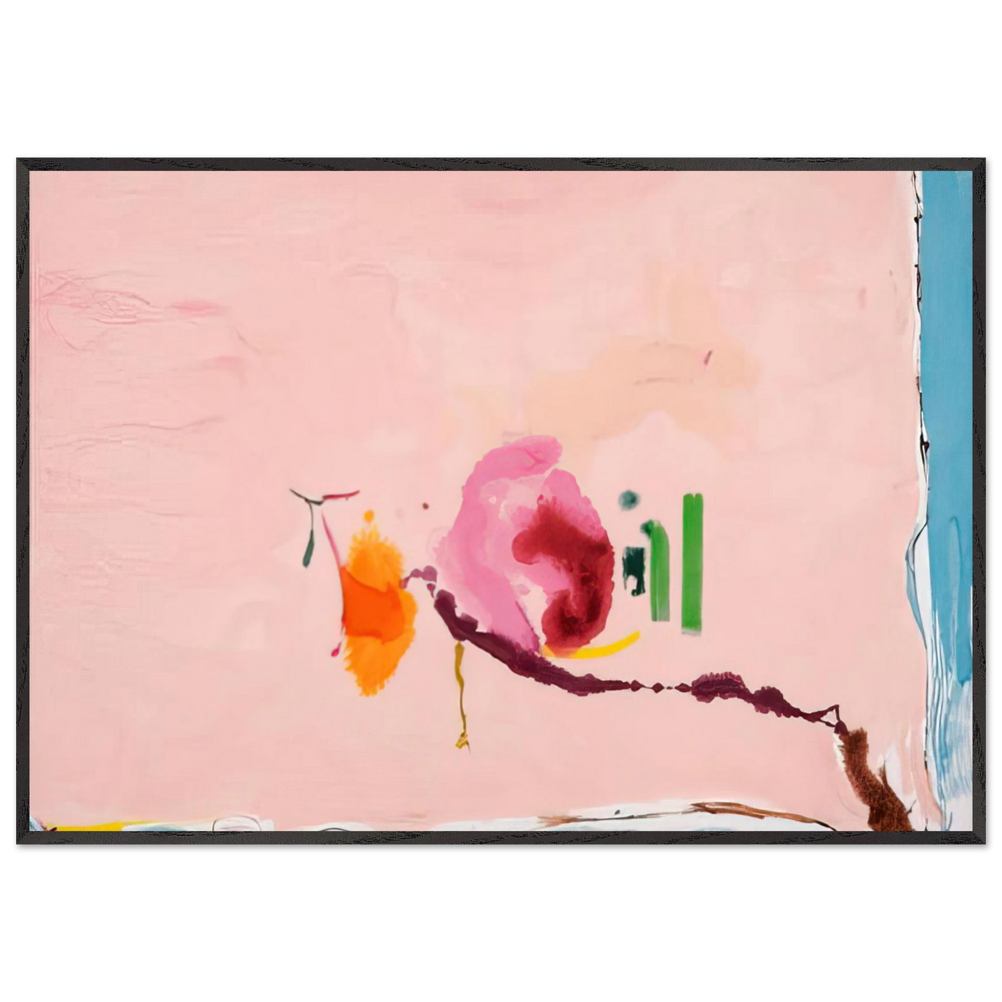 Helen Frankenthaler - Flirt - 1995 Wall art - 28x43 cm / XL (11x17 inches) - Premium Wooden Framed Poster With Fine Art Paper - White frame