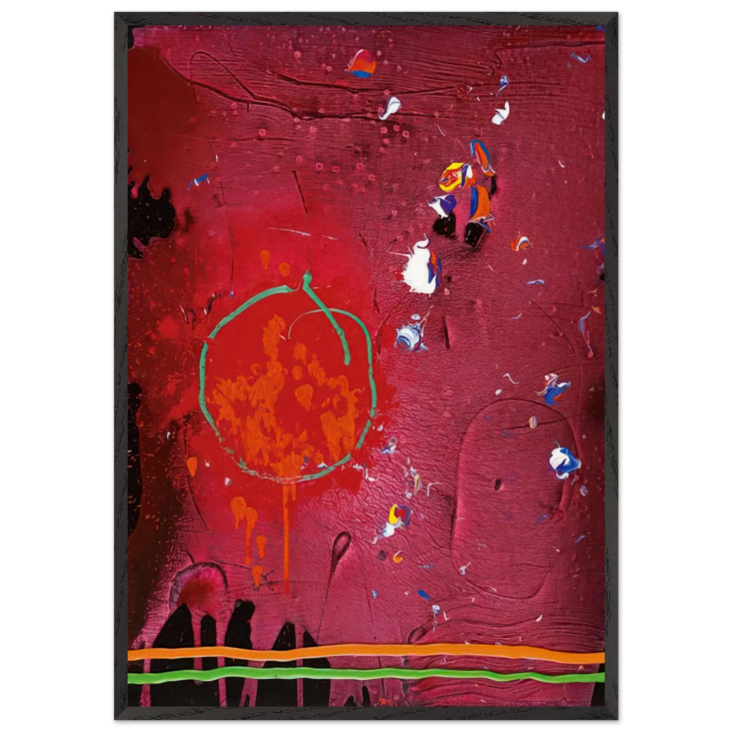 One Life - 51107 - 2007 - John Hoyland 70x100 cm / 28x40 inches Framed Art Print – Black Wooden Frame