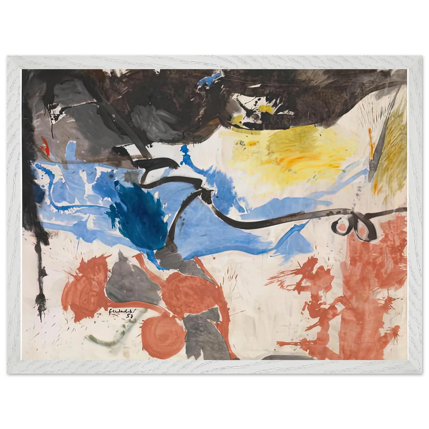 Helen Frankenthaler - Hotel Cro-Magnon, 1958- Wall Art - 21x29.7 cm / 8x12" - Premium Wooden Framed Poster With Fine Art Paper - Wood frame