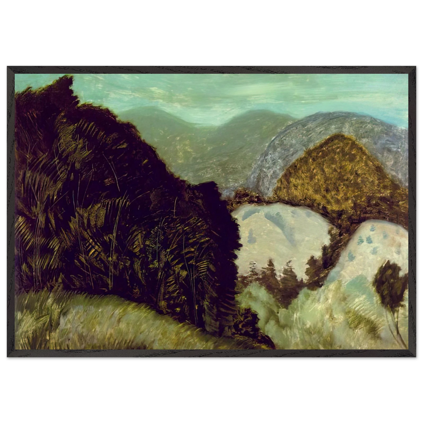 Vermont Hills - 1936 - Milton Avery Framed Art Print – Black Wooden Frame - Default Title - -Framed Art Print