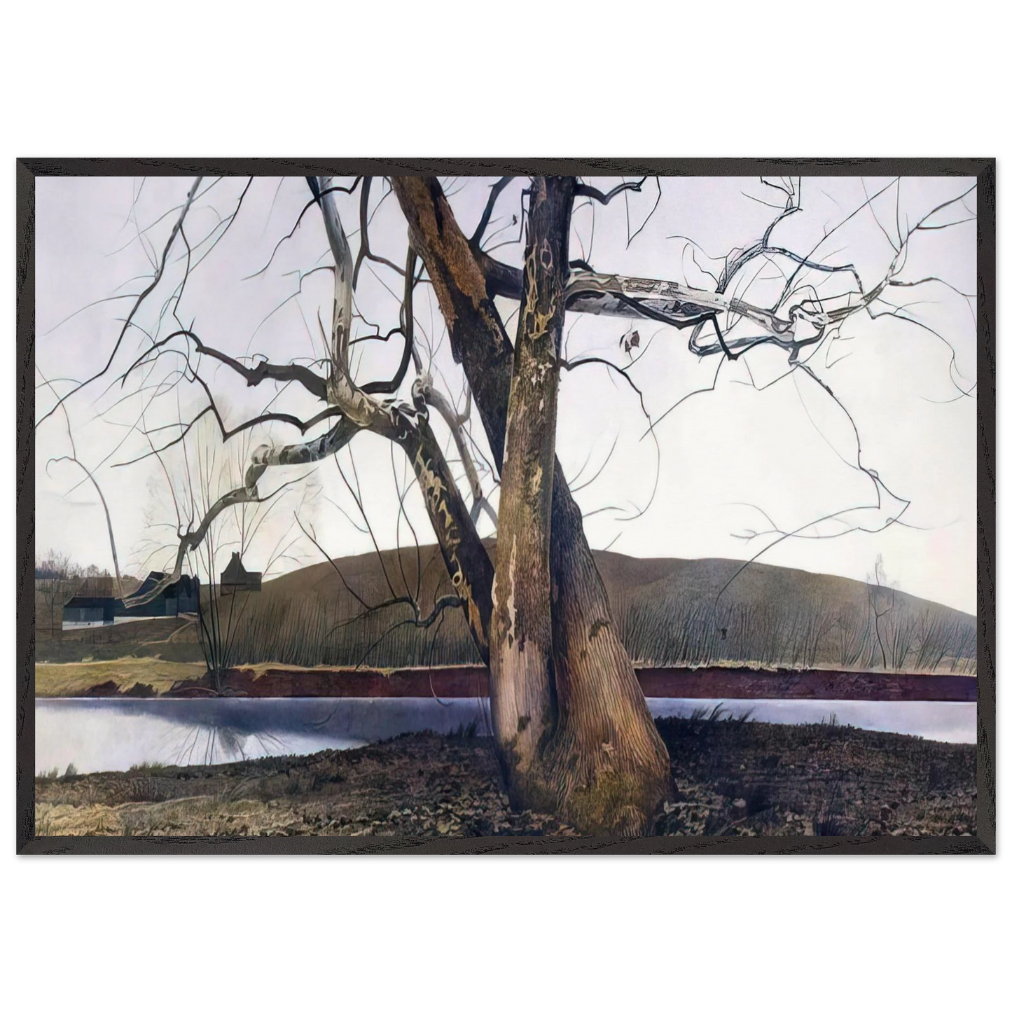 DIL HUEY FARM - Andrew Wyeth Framed Art Print – Black Wooden Frame - Default Title - -Framed Art Print