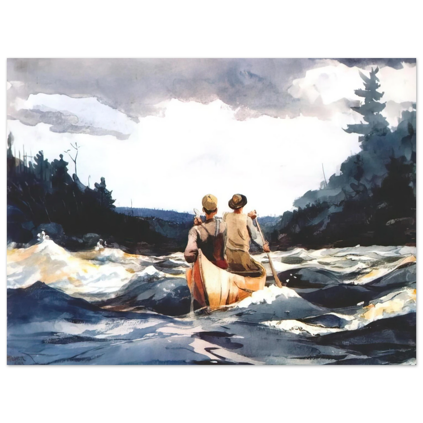 Winslow Homer - CANOE IN THE RAPIDS Fine Art Poster - Default Title