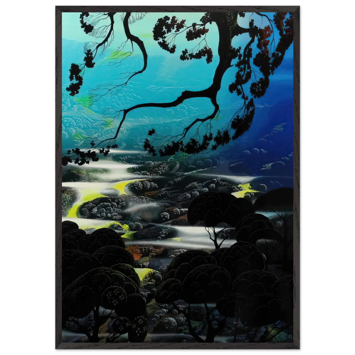Days End - Eyvind Earle 70x100 cm / 28x40 inches Framed Art Print – Black Wooden Frame