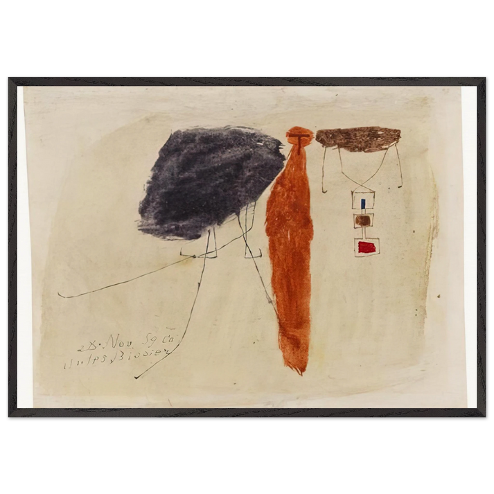 Komposition - 1959 - Julius Bissier 70x100 cm / 28x40 inches Framed Art Print – Black Wooden Frame