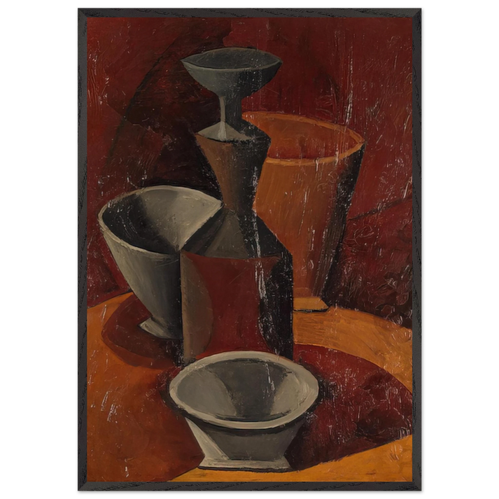 Pitcher and Bowls - 1908 - Pablo Picasso 70x100 cm / 28x40 inches Framed Art Print – Black Wooden Frame