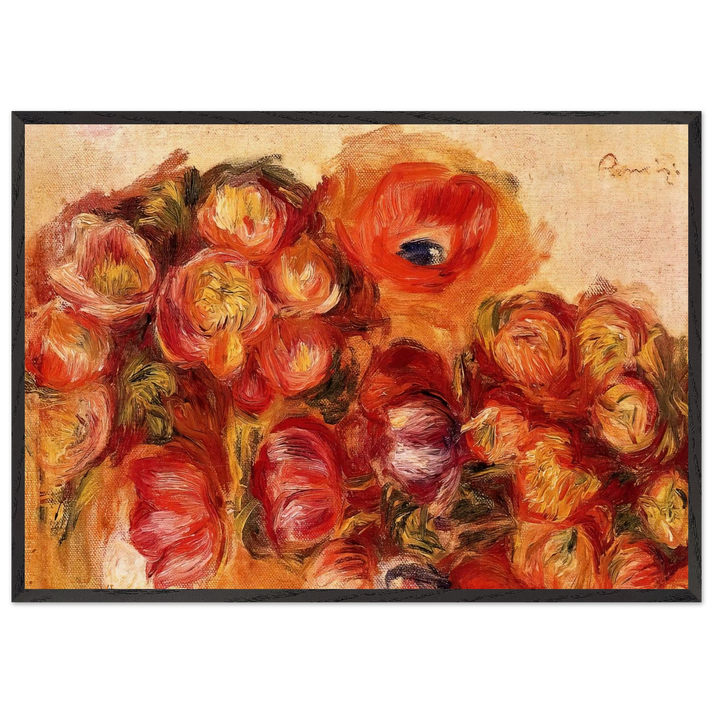 Study of Flowers Anemones and Tulips - Pierre-Auguste Renoir 70x100 cm / 28x40 inches Framed Art Print – Black Wooden Frame
