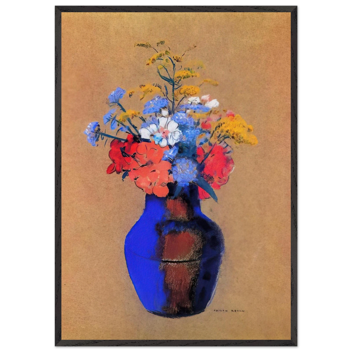 WILD FLOWERS IN A VASE - Odilon Redon 70x100 cm / 28x40 inches Framed Art Print – Black Wooden Frame