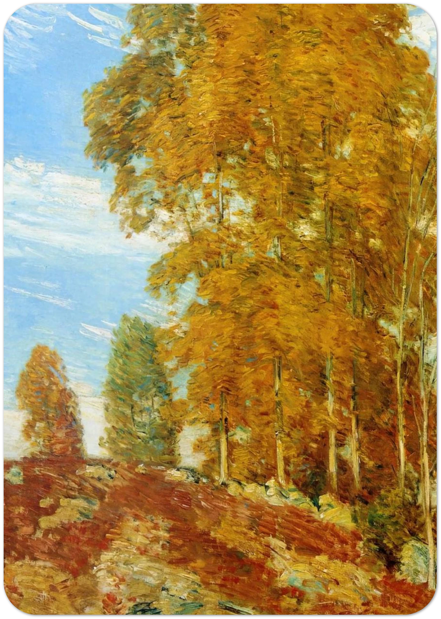 Autumn Hilltop, New England By Childe Hassam Pack of 10 Post Cards | Childe Hassam Post Cards | A6 (10.5 x 14.8 cm) - 4.1 x 5.8 inches