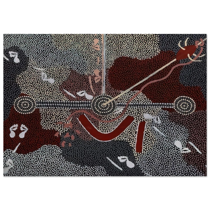 Love Story - 1998 - Clifford Possum Tjapaltjarri Brushed Aluminum Print - 70x100 cm / 28x40 inches | Clifford Possum Tjapaltjarri Aluminum Print | Clifford Possum Tjapaltjarri Prints