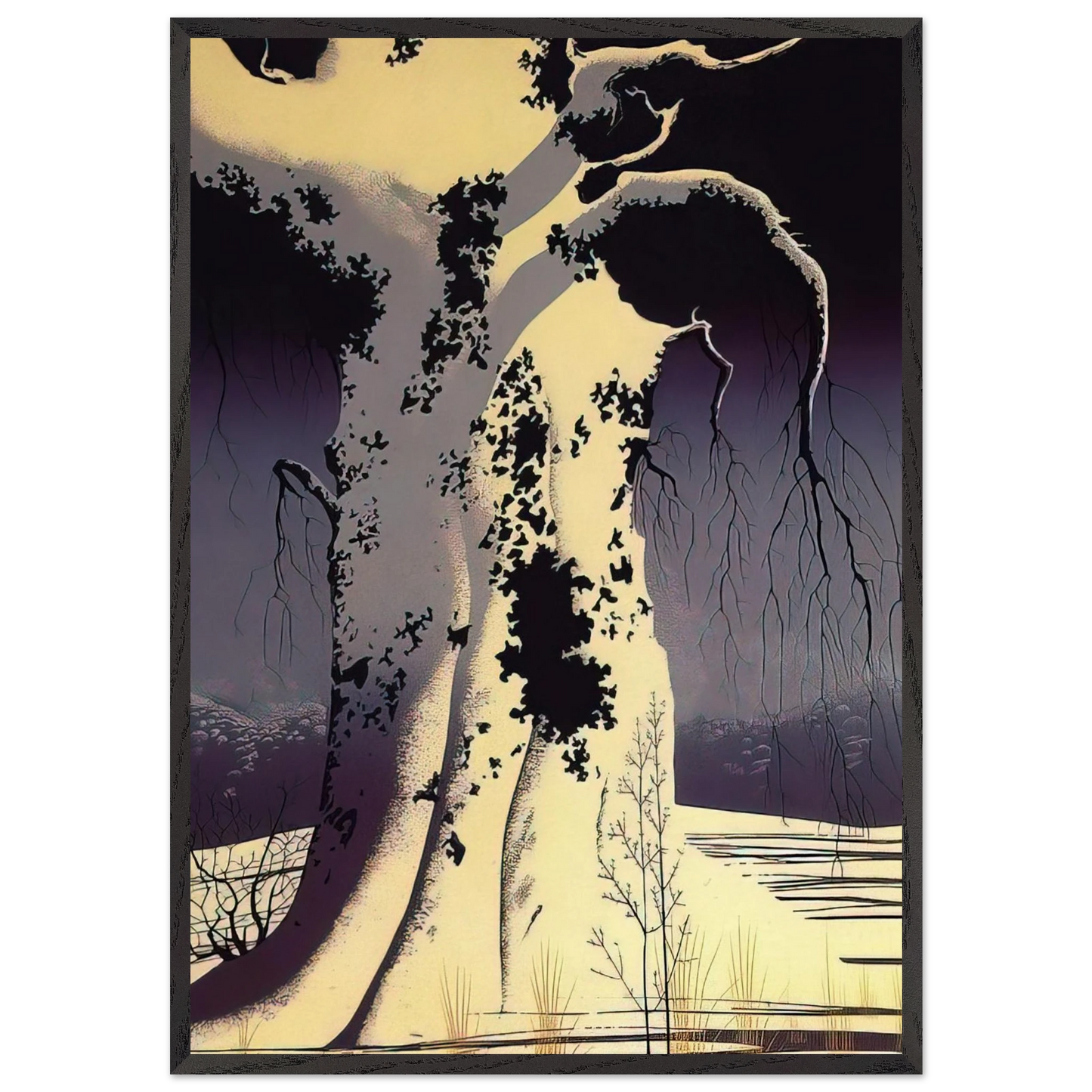 Black Oak - Eyvind Earle 70x100 cm / 28x40 inches Framed Art Print – Black Wooden Frame