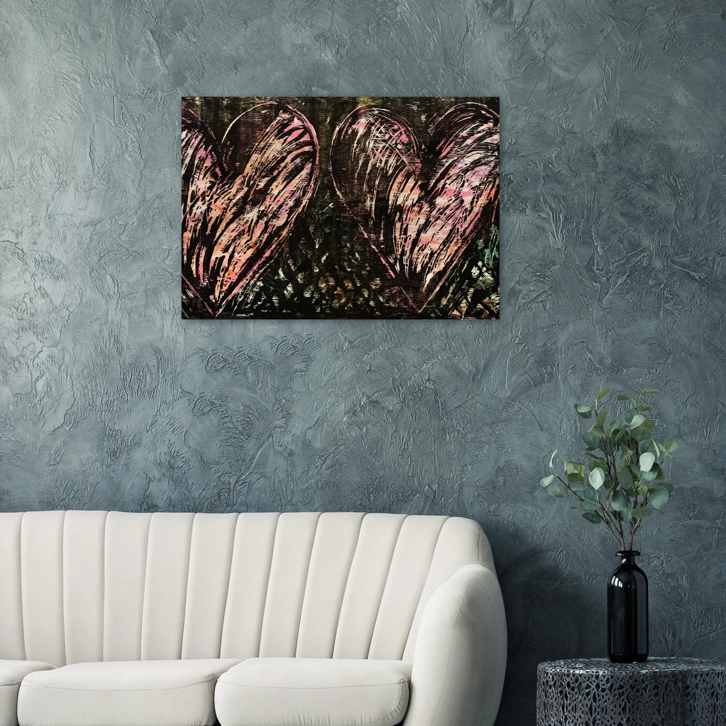 TWO HEARTS IN A FOREST 1981 - Jim Dine Brushed Aluminum Print - 70x100 cm / 28x40 inches | Jim Dine Aluminum Print | Jim Dine Prints