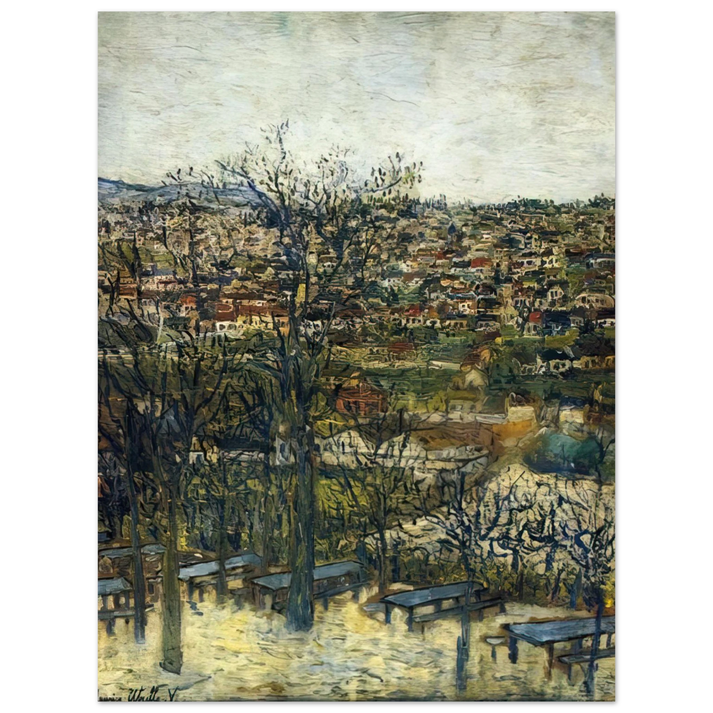 Maurice Utrillo - BENCHES AT MONTMAGNY VAL D OISE 75x100 cm / 30x40inches Fine Art Poster