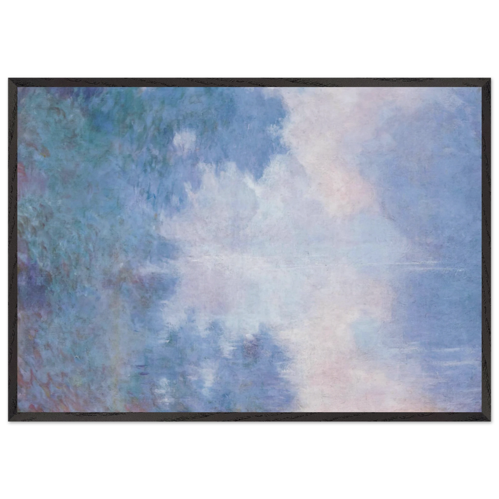 Morning on the Seine Mist - claude monet 70x100 cm / 28x40 inches Framed Art Print – Black Wooden Frame
