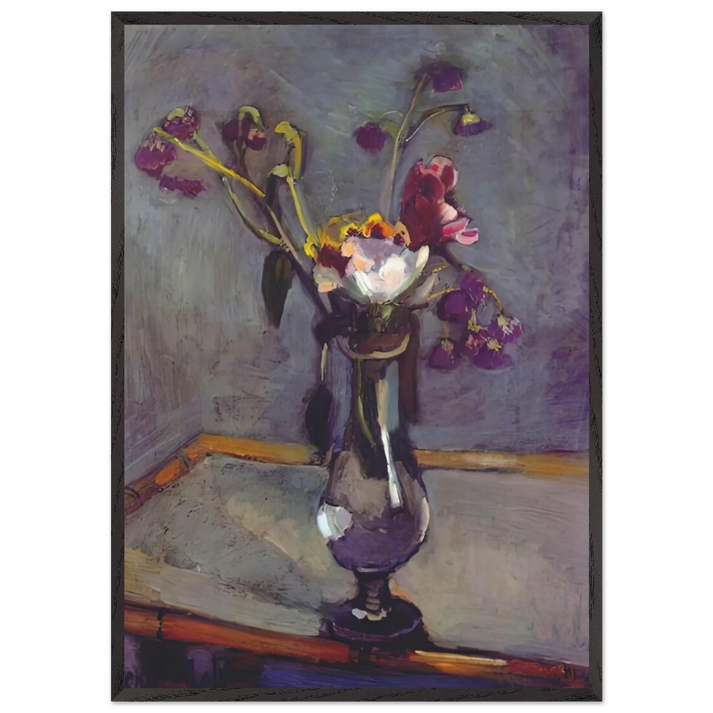 BOUQUET ON A BAMBOO TABLE 1903 - Henri Matisse 70x100 cm / 28x40 inches Framed Art Print – Black Wooden Frame