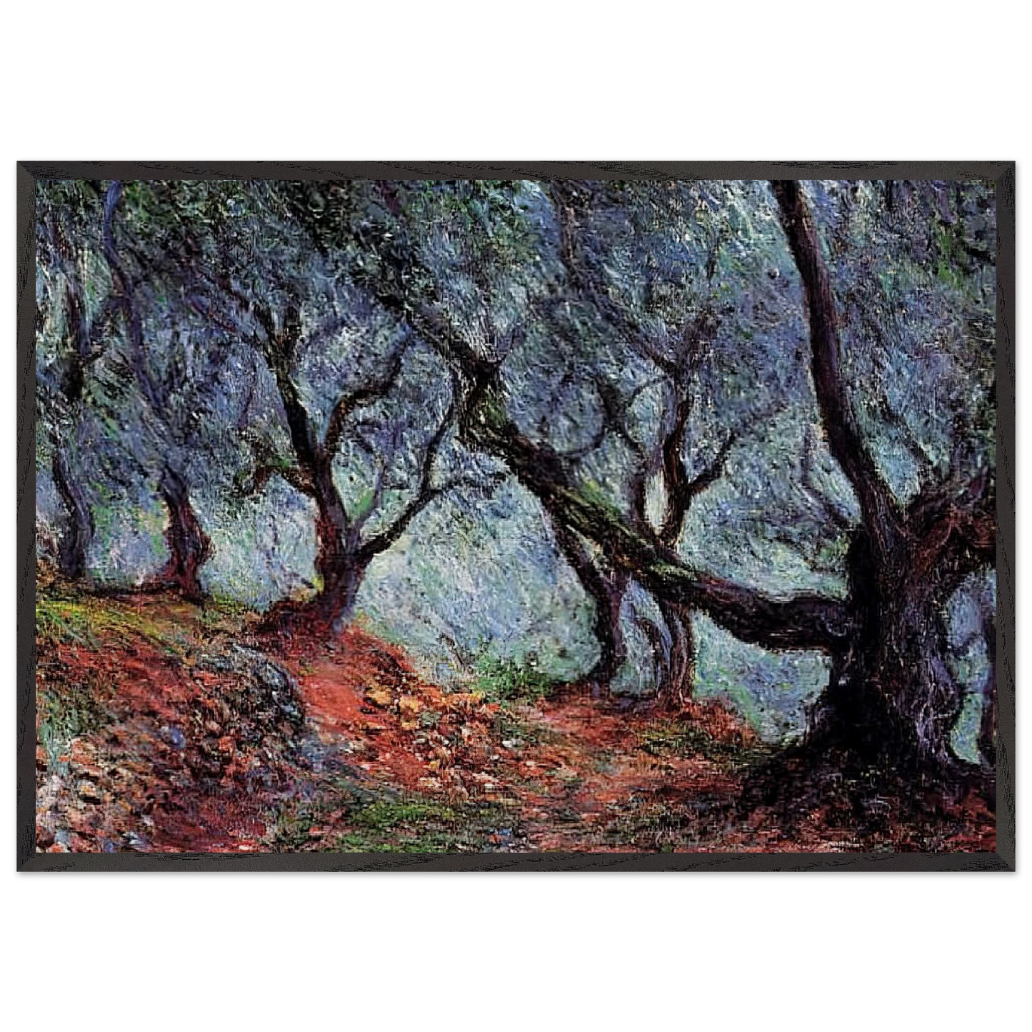 Grove of Olive Trees in Bordighera - claude monet Framed Art Print – Black Wooden Frame - Default Title - -Framed Art Print