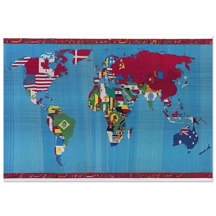 MAPPA DEL MONDO 1988 - Alighiero Boetti Brushed Aluminum Print - 70x100 cm / 28x40 inches | Alighiero Boetti Aluminum Print | Alighiero Boetti Prints