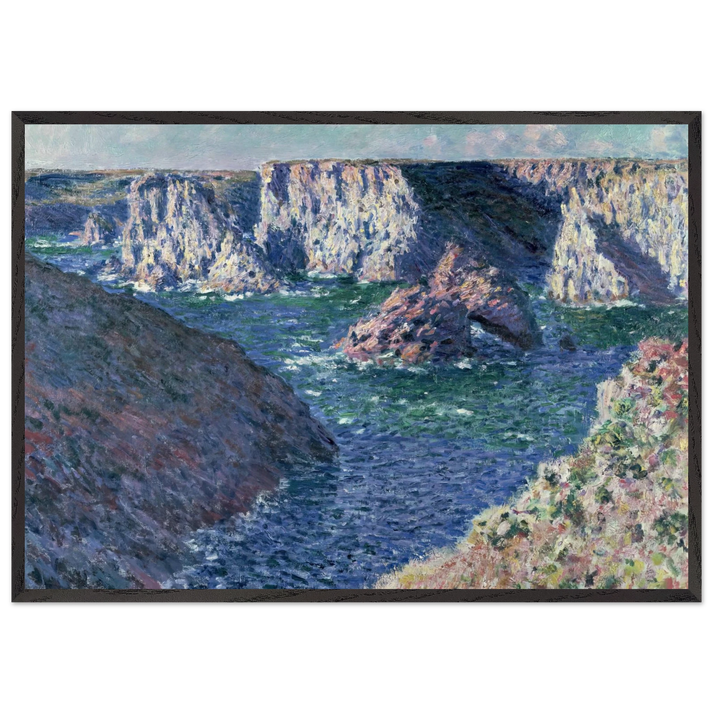 Rocks at Belle-Ile - claude monet 70x100 cm / 28x40 inches Framed Art Print – Black Wooden Frame