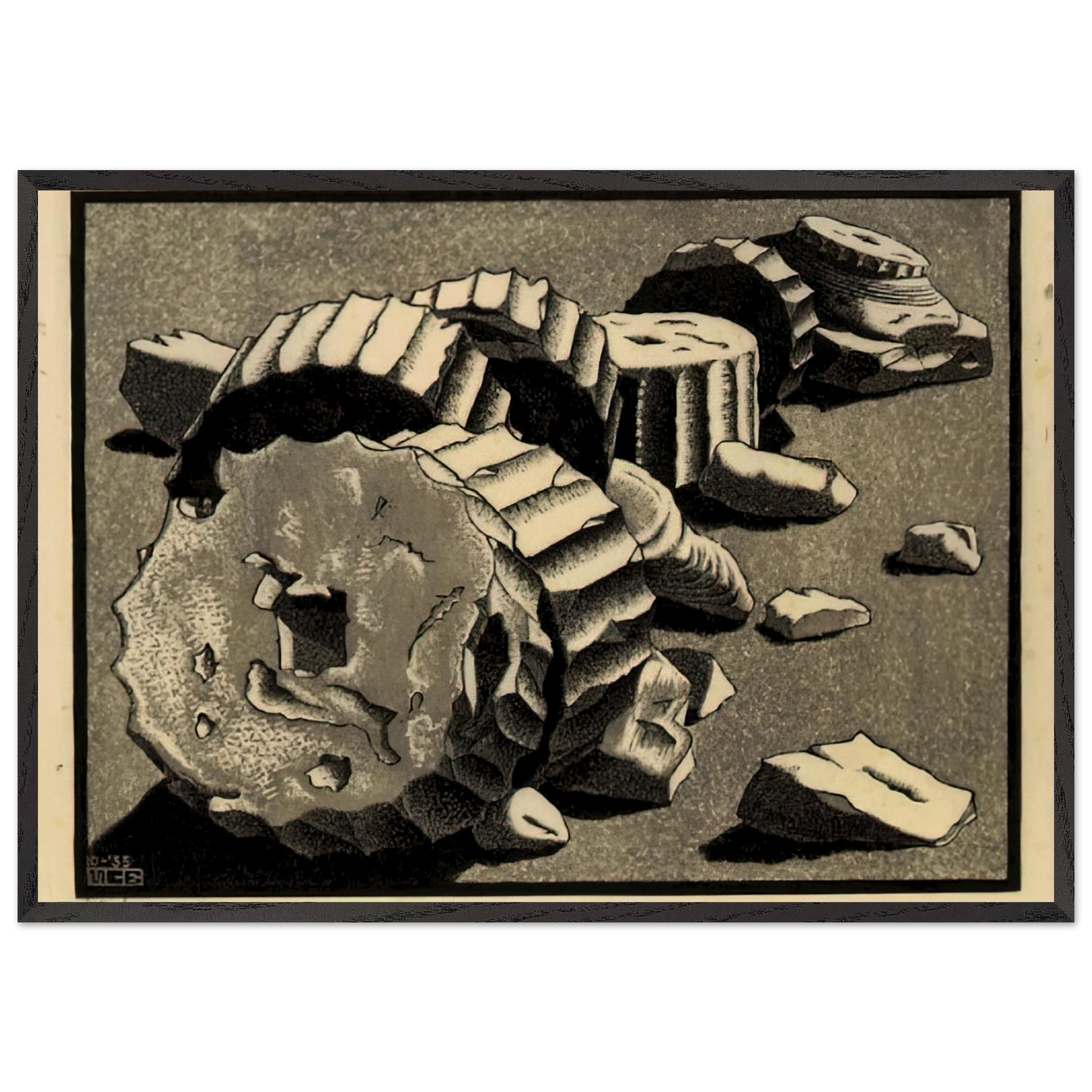 SELINUNTE SICILY OCTOBER 1935 1935 - MC Escher Framed Art Print – Black Wooden Frame - Default Title - -Framed Art Print