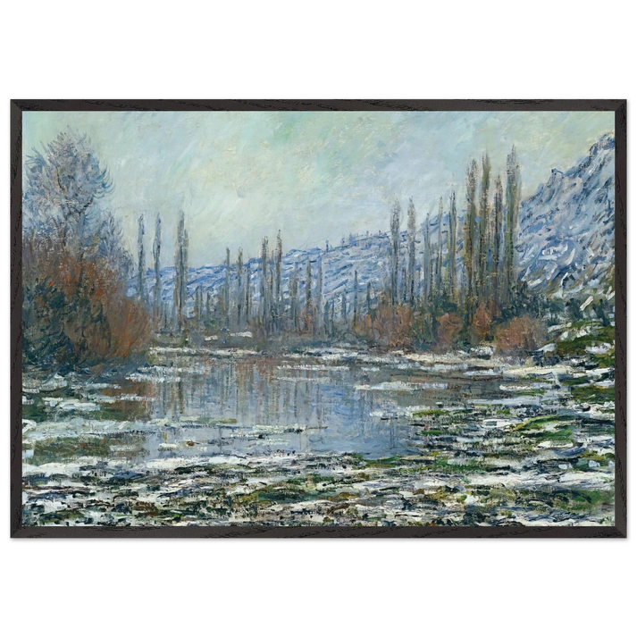 The Thaw at Vetheuil - claude monet 70x100 cm / 28x40 inches Framed Art Print – Black Wooden Frame